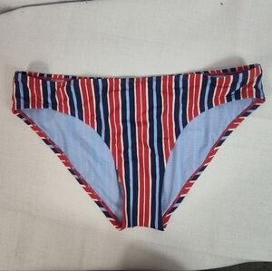 Kona Sol Striped Red and Blue Bikini Bottom Large NWT